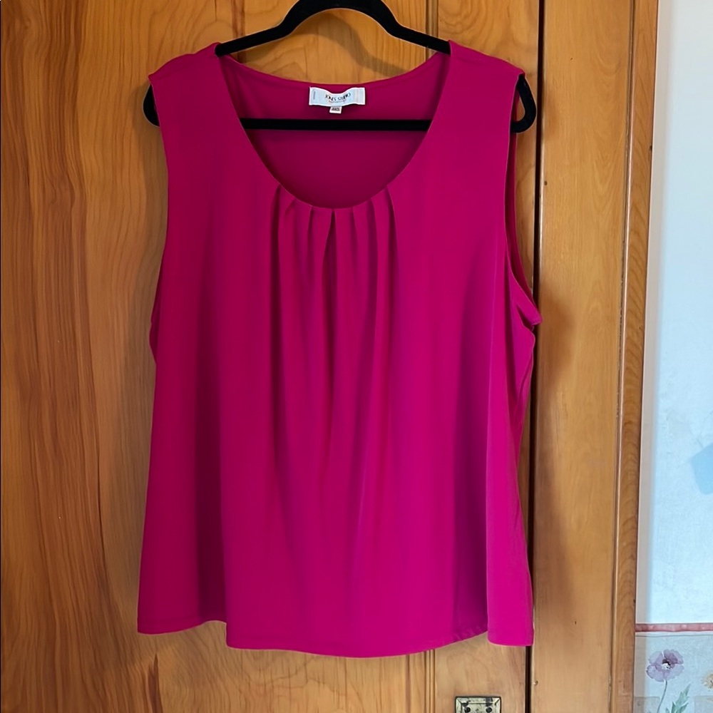 Jones Studio Pink Pleated Relaxed Tank Top